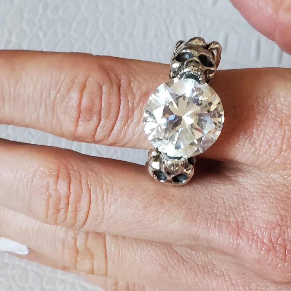 KING BABY STUDIO Crystal Skull Ring *RARE* - Picture 2 of 7